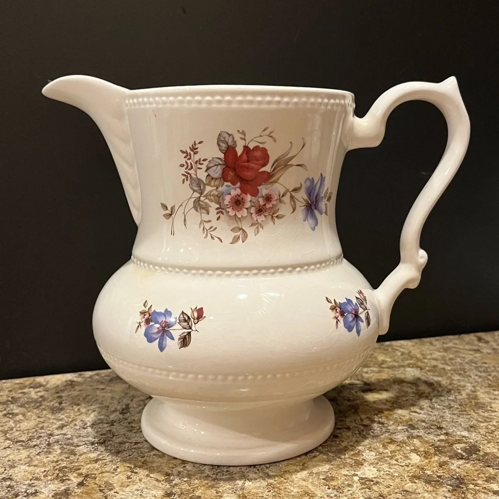 Vintage Lord Nelson Pottery Pitcher Floral Made in England 7”
